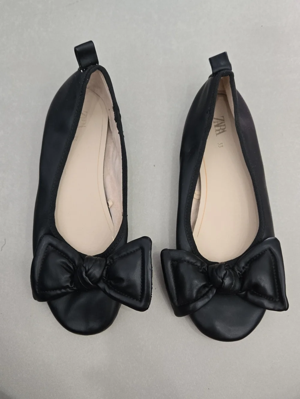 Zara Kids Black Bow Ballet Flats Soze 33/ 1.5 US